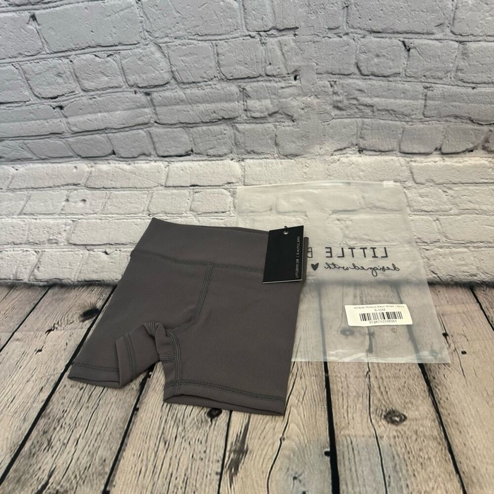 Little Bipsy Grey Ribbed Athletic Biker Shorts